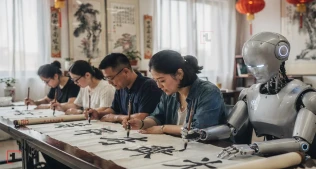 Çində İlk Dəfə: Robotlar İnsanlarla Birlikdə Kaligrafiya Yazdı